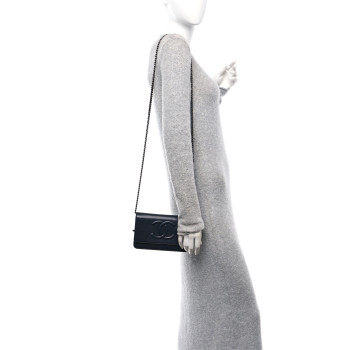 CHANEL Caviar Timeless CC Wallet on Chain WOC Navy Blue