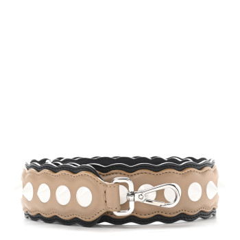 FENDI Vitello Dolce Scalloped Spike Studded Strap You Brown Black