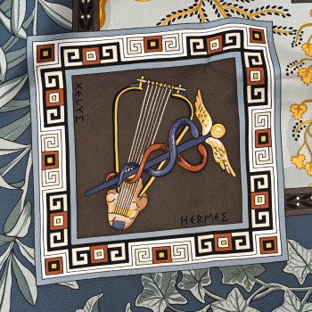 HERMES Silk Musique Des Dieux Scarf 90