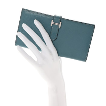 HERMES Epsom Bearn Gusset Wallet Blue Jean