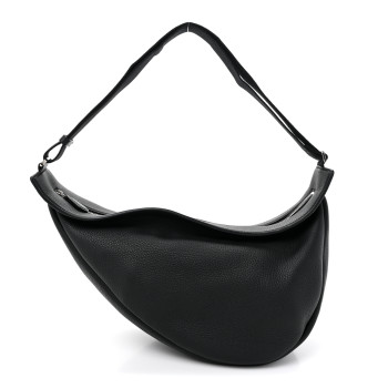 THE ROW Grained Calfskin Large Slouchy Banana Bag Black