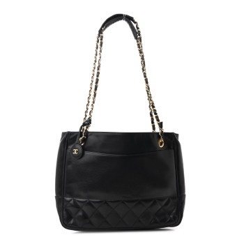 CHANEL Lambskin Quilted Shoulder Bag Black