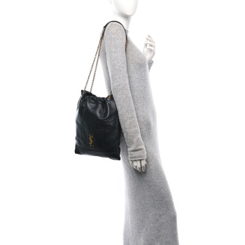 SAINT LAURENT Lambskin Matelasse Monogram Large Jamie 4.3 Pochon Black