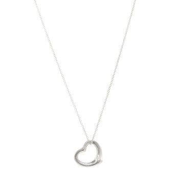 TIFFANY Sterling Silver 22mm Elsa Peretti Open Heart Pendant Necklace