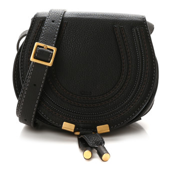 CHLOE Calfskin Mini Marcie Round Crossbody Bag Black