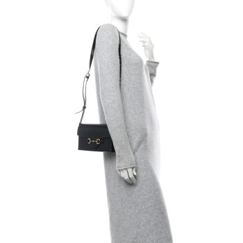 GUCCI Calfskin Horsebit 1955 Shoulder Bag Black