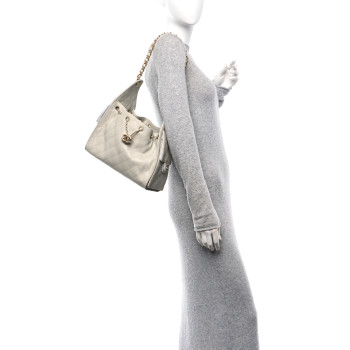 CHANEL Caviar Quilted Small Chanel 25 Handbag Light Grey