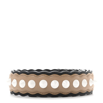 FENDI Vitello Dolce Scalloped Spike Studded Strap You Brown Black