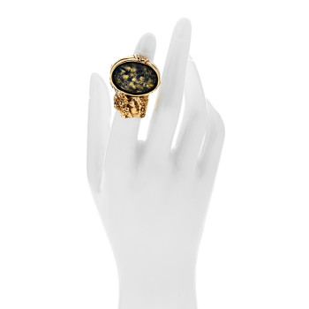 SAINT LAURENT Glass Cabochon Arty Ovale Ring 5 Gold Lapis