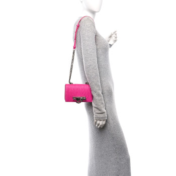 ALEXANDER MCQUEEN Lambskin Pleated Knuckle Shoulder Bag Fuchsia