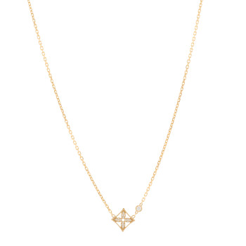 LOUIS VUITTON 18K Yellow Gold Diamond Idylle Blossom Pendant Pave Necklace