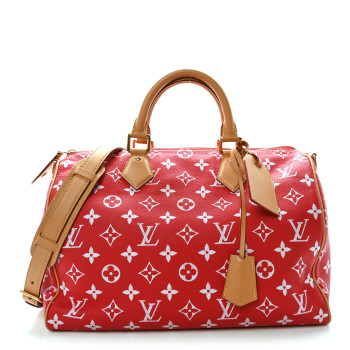 LOUIS VUITTON Calfskin Monogram Speedy P9 Bandouliere 40 Red