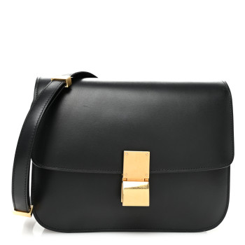 CELINE Box Calfskin Medium Classic Box Flap Bag Black