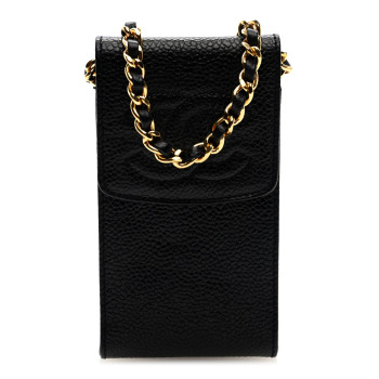 CHANEL Caviar CC Phone Holder Crossbody Black