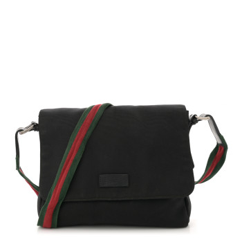 GUCCI Techno Canvas Web Large Flap Messenger Bag Black