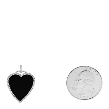 JENNIFER MEYER 18K White Gold Diamond Black Onyx Heart Pendant