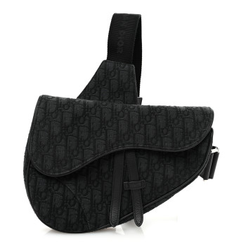 CHRISTIAN DIOR Oblique Mens Saddle Bag Black Blue