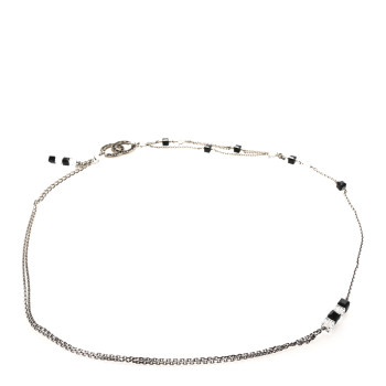 CHANEL Metal Crystal CC Chain Belt Silver Black