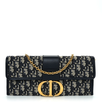 CHRISTIAN DIOR Oblique 30 Montaigne Chain Pouch Blue