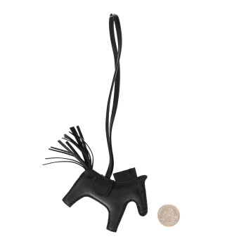 HERMES Milo Lambskin Grigri Rodeo Pegase Horse Bag Charm PM So Black
