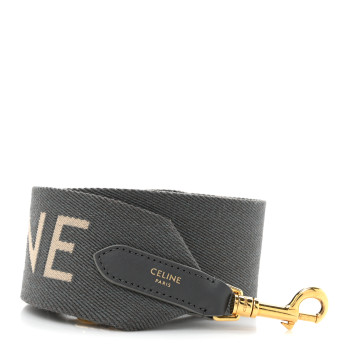 CELINE Jacquard Wool Logo Short Strap Grey White