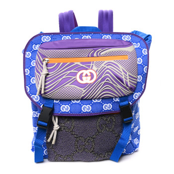 GUCCI Jersey GG Monogram All Over Pan Sport Double Buckle Backpack Blue Purple Multicolor