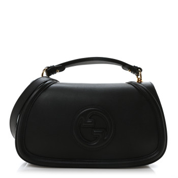 GUCCI Calfskin Large Blondie Top Handle Bag Black