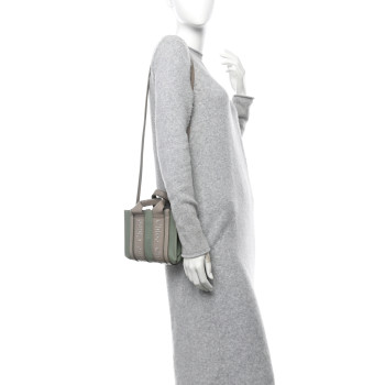 CHLOE Cotton Calfskin Mini Woody Ribbon Tote Faded Green