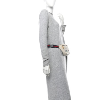 GUCCI Grained Calfskin Small Logo Belt Bag White
