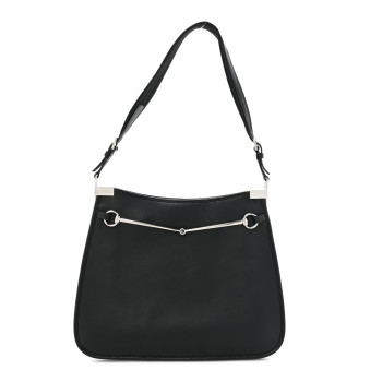 GUCCI Calfskin Horsebit Slim Shoulder Bag Black