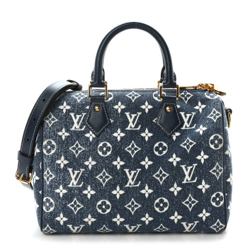 LOUIS VUITTON Monogram Jacquard Denim Speedy Bandouliere 25 Bleu
