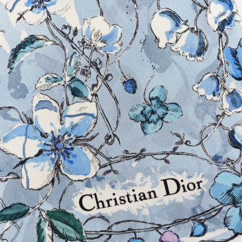 CHRISTIAN DIOR Silk Florilegio 90 Square Scarf Blue Multicolor