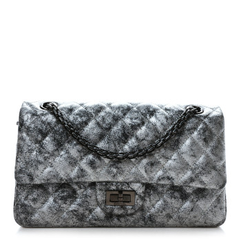 CHANEL Metallic Caviar Quilted 2.55 Reissue 225 Flap Silver Black