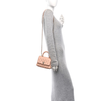 CHANEL Caviar Quilted Extra Mini Coco Handle Flap Light Pink