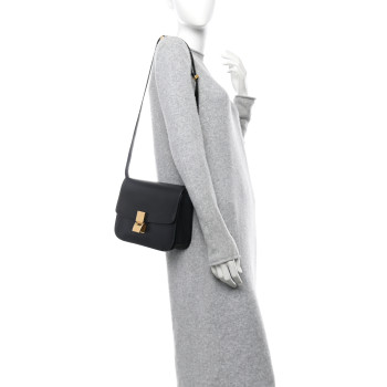 CELINE Box Calfskin Medium Classic Box Flap Bag Black