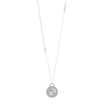 TIFFANY Sterling Silver Return to Tiffany Zodiac Sagittarius Round Tag Pendant Necklace