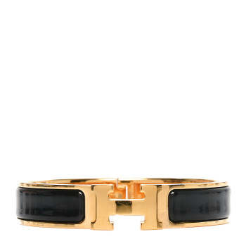 HERMES Enamel Narrow Clic Clac H Bracelet PM Black