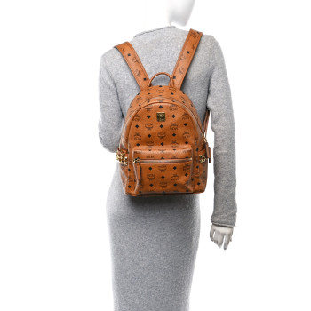 MCM Visetos Small Side Stud Stark Backpack Cognac