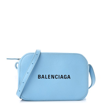 BALENCIAGA Calfskin XS Everyday Camera Bag Baby Blue Black