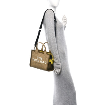 MARC JACOBS Cotton Canvas Small The Traveler Tote Bag Slate Green Multicolor