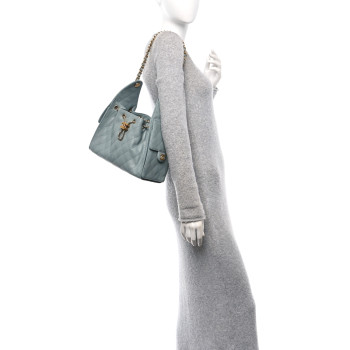 CHANEL Caviar Quilted Small Chanel 25 Handbag Light Green