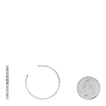 CHANEL 18K White Gold Diamond Coco Crush Hoop Earrings