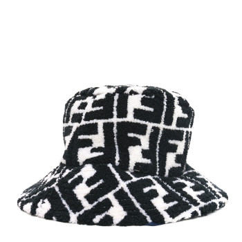 FENDI Terrycloth FF Bucket Hat S White Black