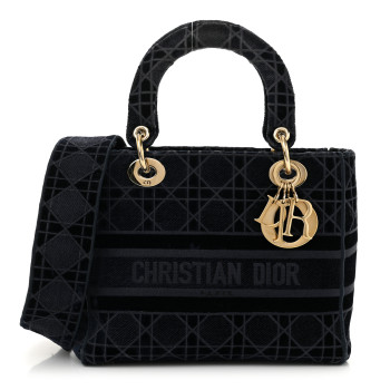 CHRISTIAN DIOR Velvet Cannage Medium Lady D-Lite Blue