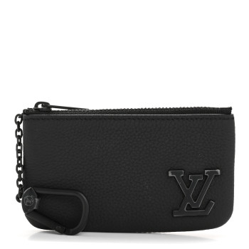 LOUIS VUITTON Grained Calfskin Aerogram Key Pouch Black