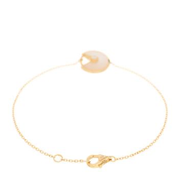 CARTIER 18K Yellow Gold Diamond Mother of Pearl Amulette de Cartier Bracelet
