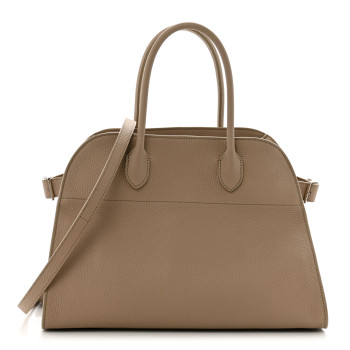 THE ROW Matte Grained Calfskin Soft Margaux 12 Dark Taupe