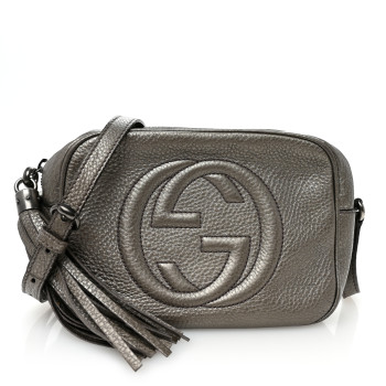 GUCCI Metallic Cellarius Calfskin Small Soho Disco Bag Sasso