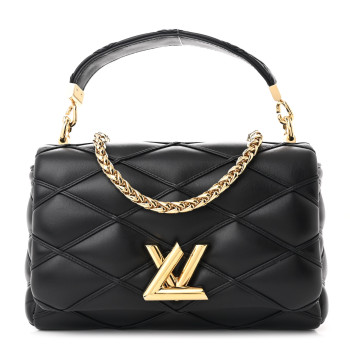 LOUIS VUITTON Lambskin Malletage Top Handle GO-14 MM Black