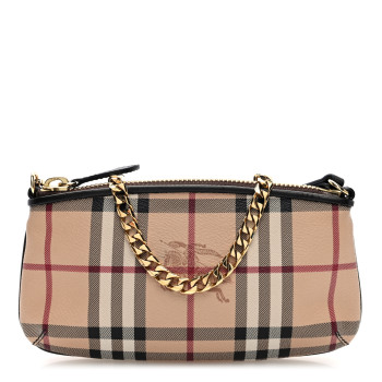 BURBERRY Haymarket Check Clara Pochette Chocolate